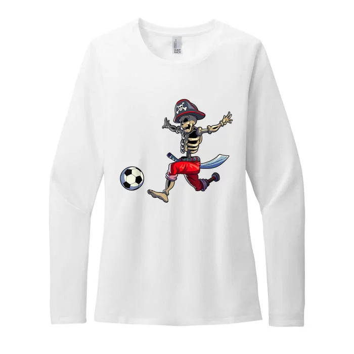 Soccer Skeleton Halloween Boy Soccer Pirate Halloween Womens CVC Long Sleeve Shirt