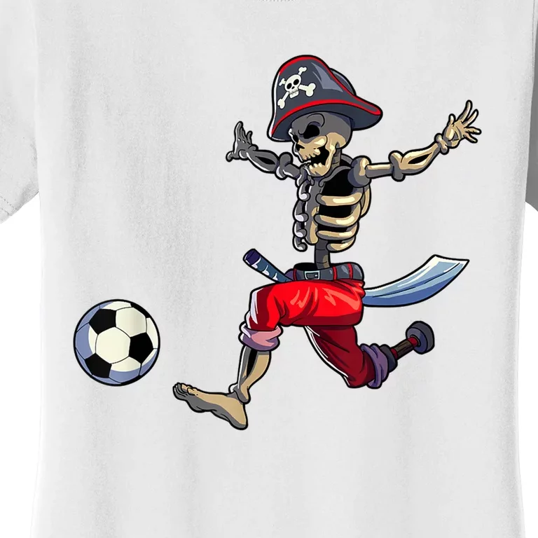 Soccer Skeleton Halloween Boy Soccer Pirate Halloween Women's T-Shirt