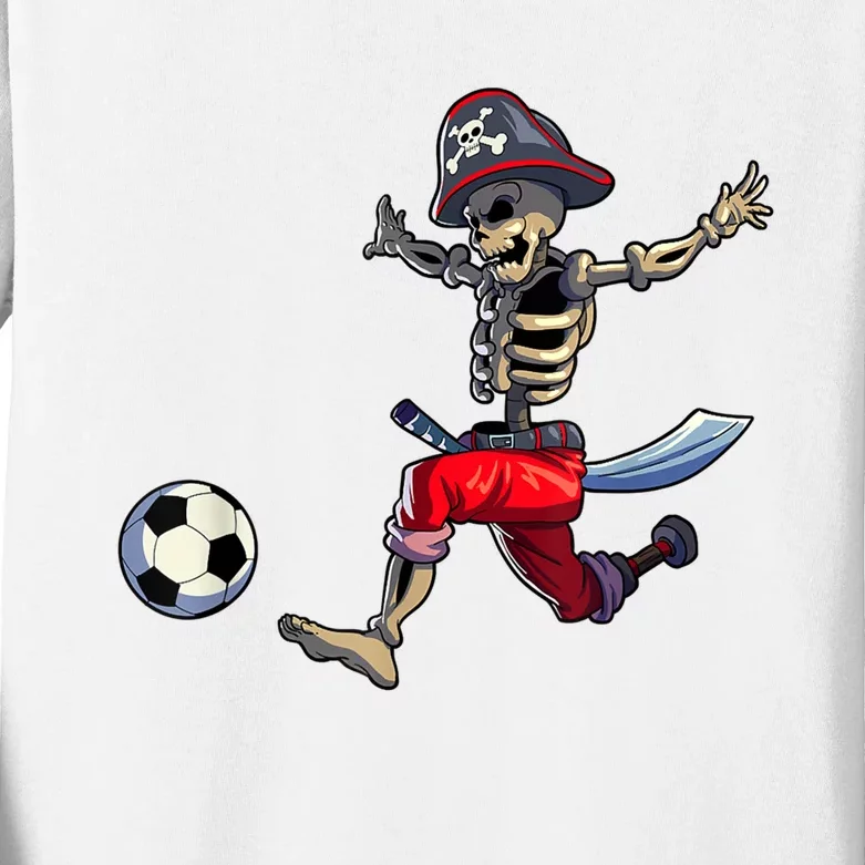 Soccer Skeleton Halloween Boy Soccer Pirate Halloween Kids Long Sleeve Shirt