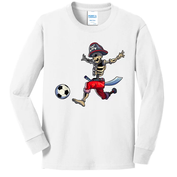 Soccer Skeleton Halloween Boy Soccer Pirate Halloween Kids Long Sleeve Shirt