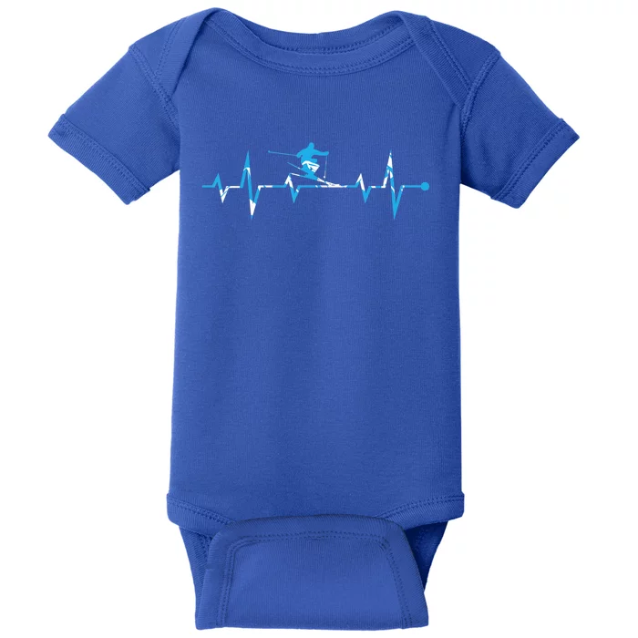 Skiing Ski Heartbeat Gift For Skiers Gift Baby Bodysuit