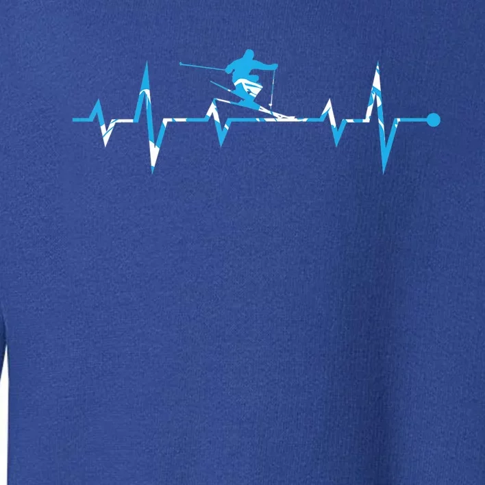 Skiing Ski Heartbeat Gift For Skiers Gift Toddler Sweatshirt