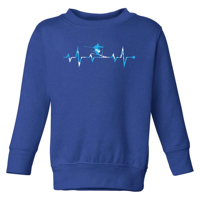 Skiing Ski Heartbeat Gift For Skiers Gift Toddler Sweatshirt