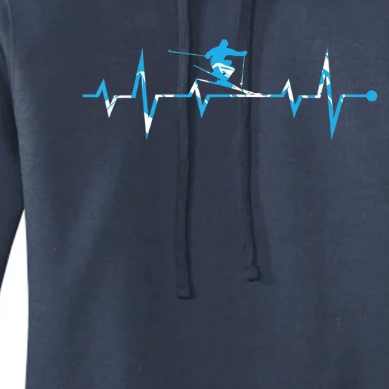 Skiing Ski Heartbeat Gift For Skiers Gift Women's Pullover Hoodie