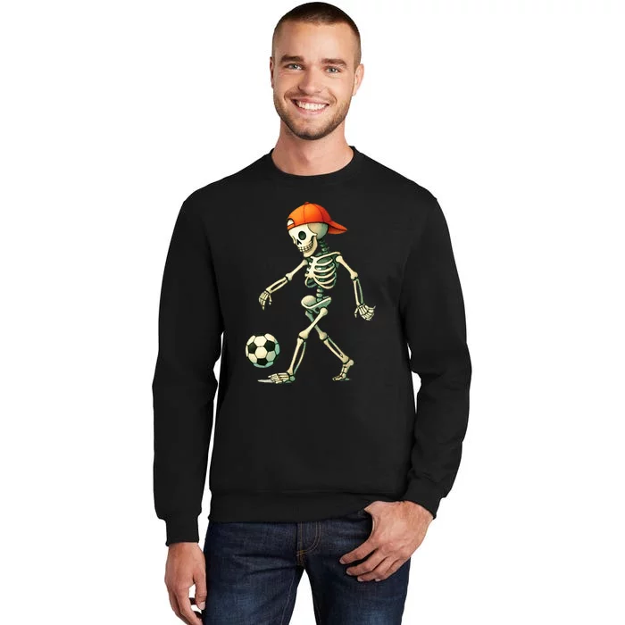 Skeleton Soccer Halloween Costume Funny Tall Sweatshirt