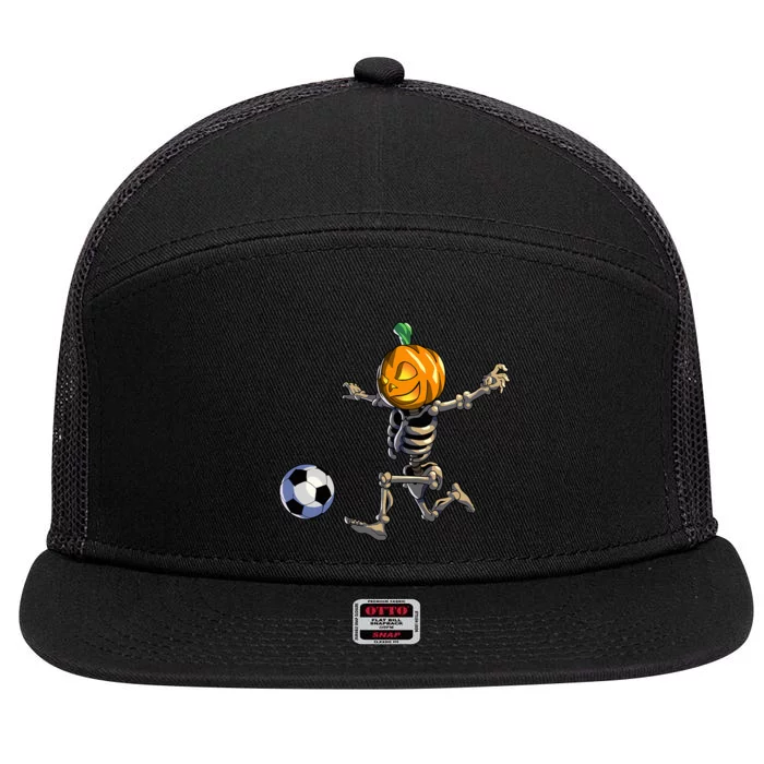 Soccer Skeleton Halloween 7 Panel Mesh Trucker Snapback Hat