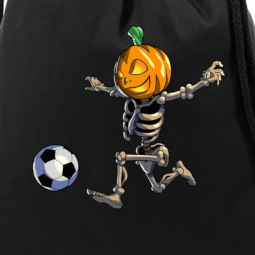 Soccer Skeleton Halloween Drawstring Bag