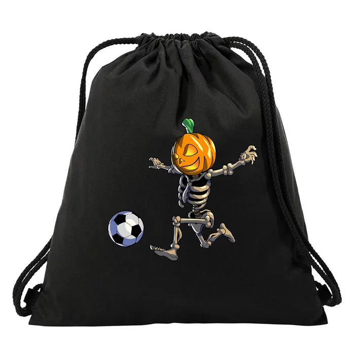 Soccer Skeleton Halloween Drawstring Bag