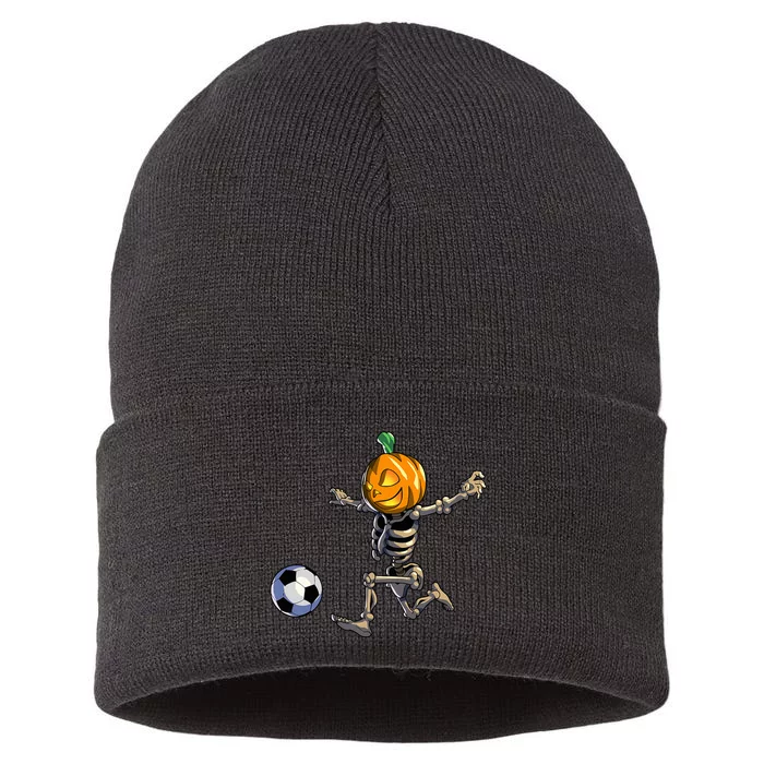 Soccer Skeleton Halloween Sustainable Knit Beanie