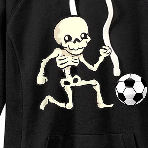 Soccer Skeleton Halloween Man Boy Soccer Player Funny Women's Fleece Hoodie