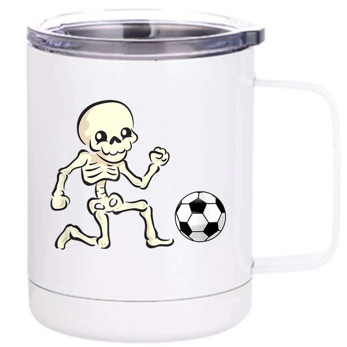 Soccer Skeleton Halloween Man Boy Soccer Player Funny Front & Back 12oz Stainless Steel Tumbler Cup