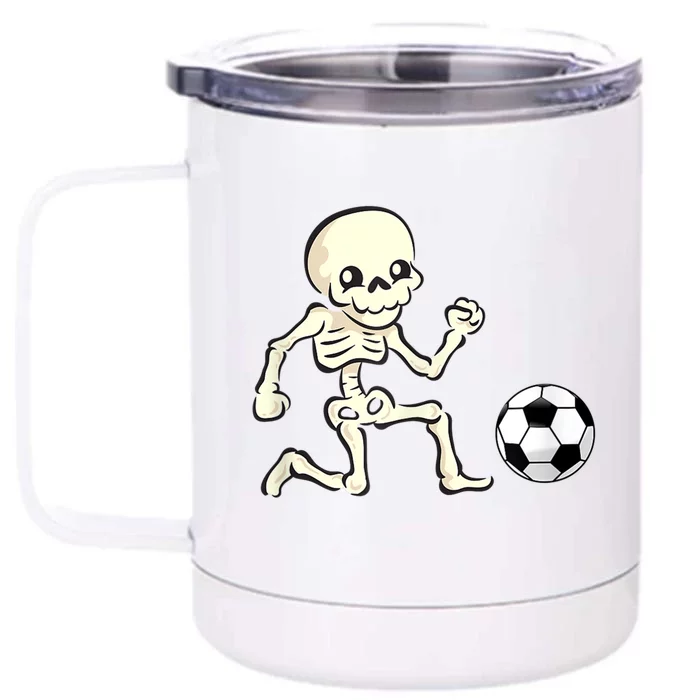 Soccer Skeleton Halloween Man Boy Soccer Player Funny Front & Back 12oz Stainless Steel Tumbler Cup