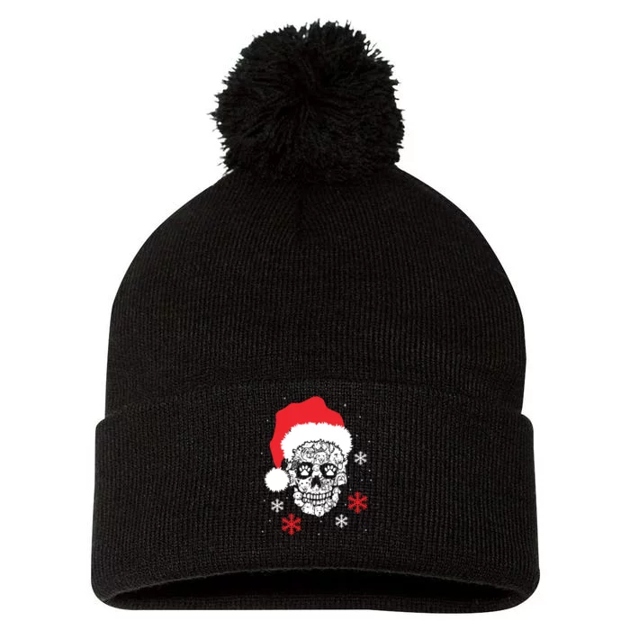 Skull Santa Hat Funny Christmas Xmas Pom Pom 12in Knit Beanie