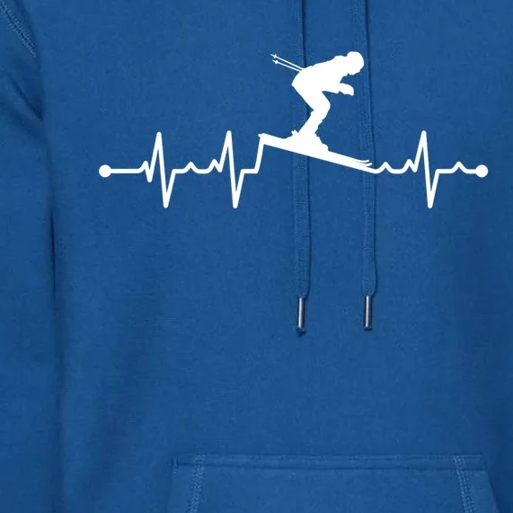 Skiing Ski Heartbeat For Skiers Gift Premium Hoodie