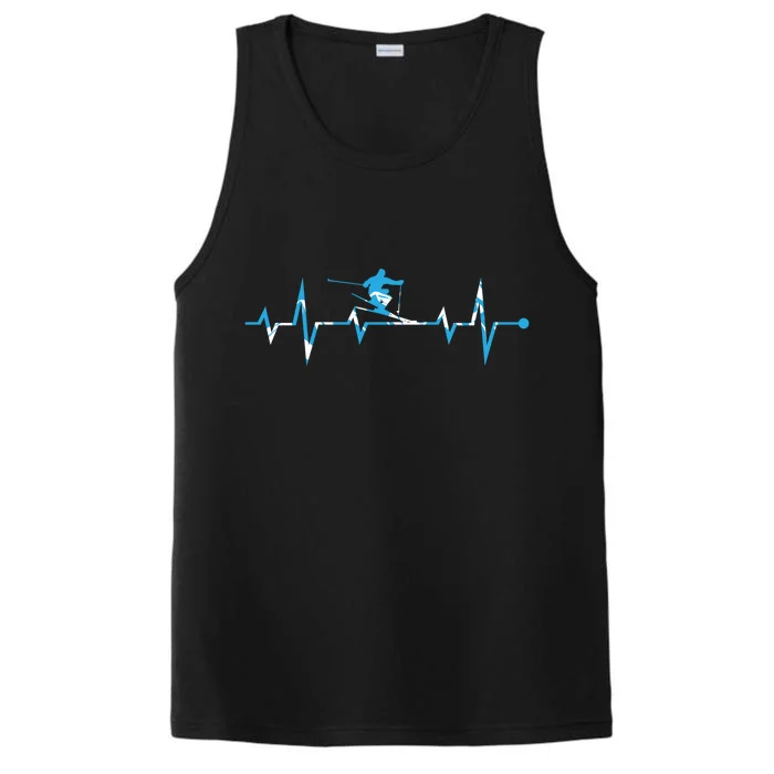 Skiing Ski Heartbeat Gift For Skiers Gift Performance Tank