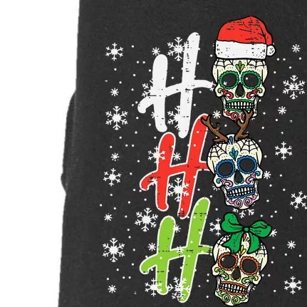 Sugar Skull Ho Ho Ho Xmas Mexican Christmas Doggie 3-End Fleece Hoodie