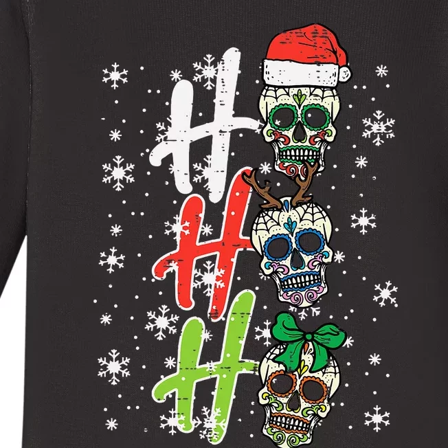 Sugar Skull Ho Ho Ho Xmas Mexican Christmas Baby Long Sleeve Bodysuit