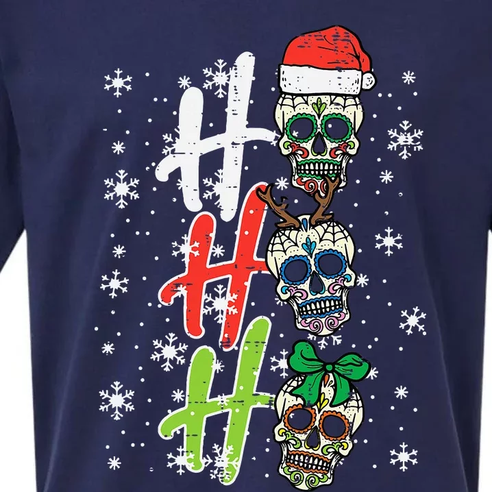 Sugar Skull Ho Ho Ho Xmas Mexican Christmas Sueded Cloud Jersey T-Shirt