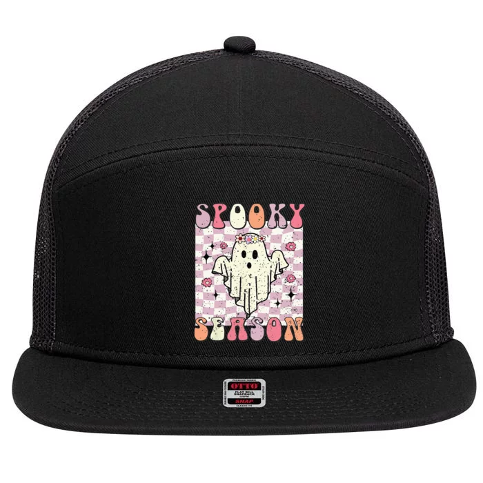 Spooky Season Halloween Season Spooky Babe 7 Panel Mesh Trucker Snapback Hat