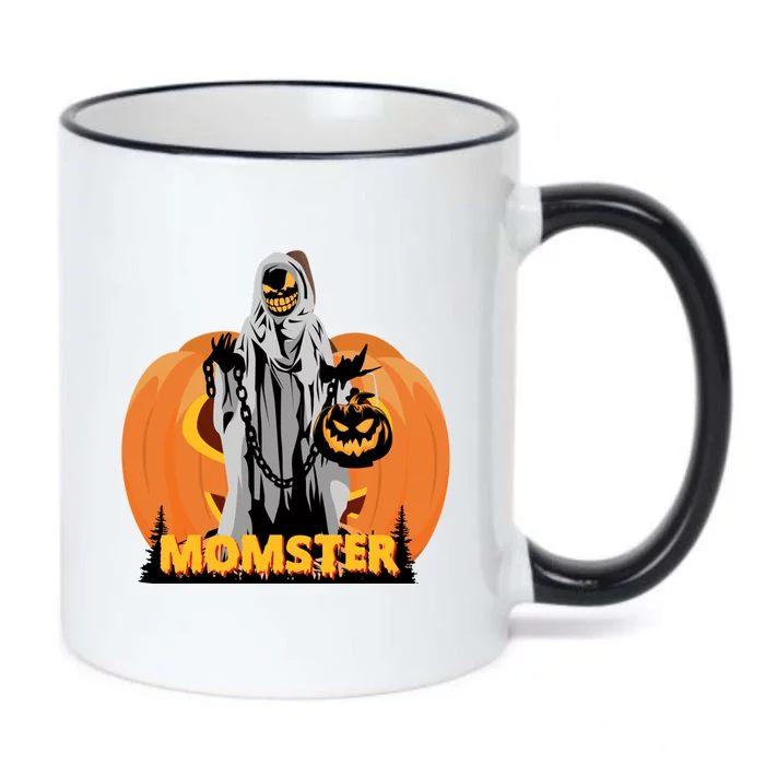 Scary Spooky Halloween Pumpkin Momster Mom Funny Gift Black Color Changing Mug