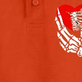 Skull Skeleton Hand Holding Red Heart Love Valentines Day Funny Gift Dry Zone Grid Performance Polo