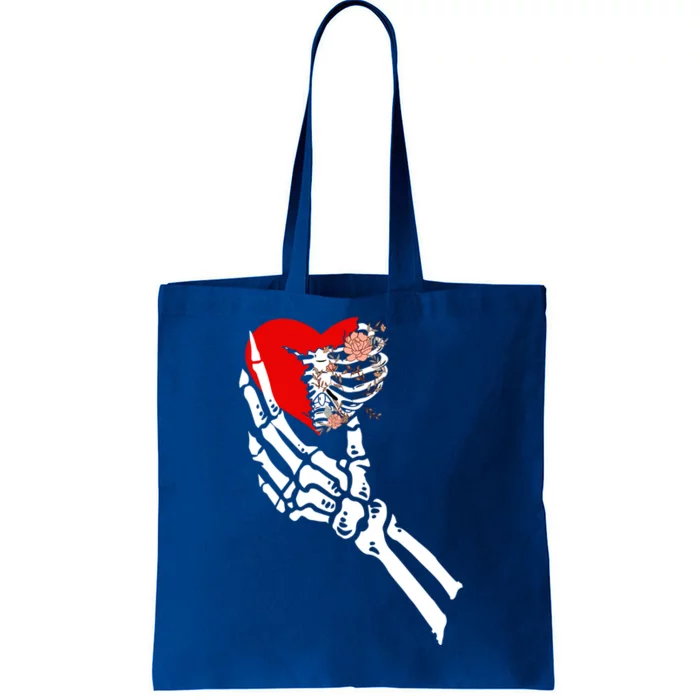 Skull Skeleton Hand Holding Red Heart Love Valentines Day Funny Gift Tote Bag