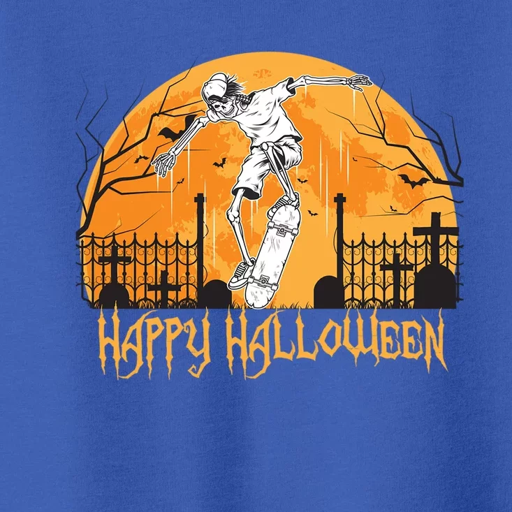 Skateboarding Skeleton Halloween Pumpkin Witches Gift Toddler T-Shirt