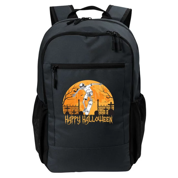 Skateboarding Skeleton Halloween Pumpkin Witches Gift Daily Commute Backpack