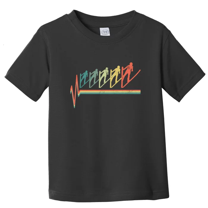 Skiing Ski Heartbeat Skier Retro Vintage Gift For Skiers Toddler T-Shirt