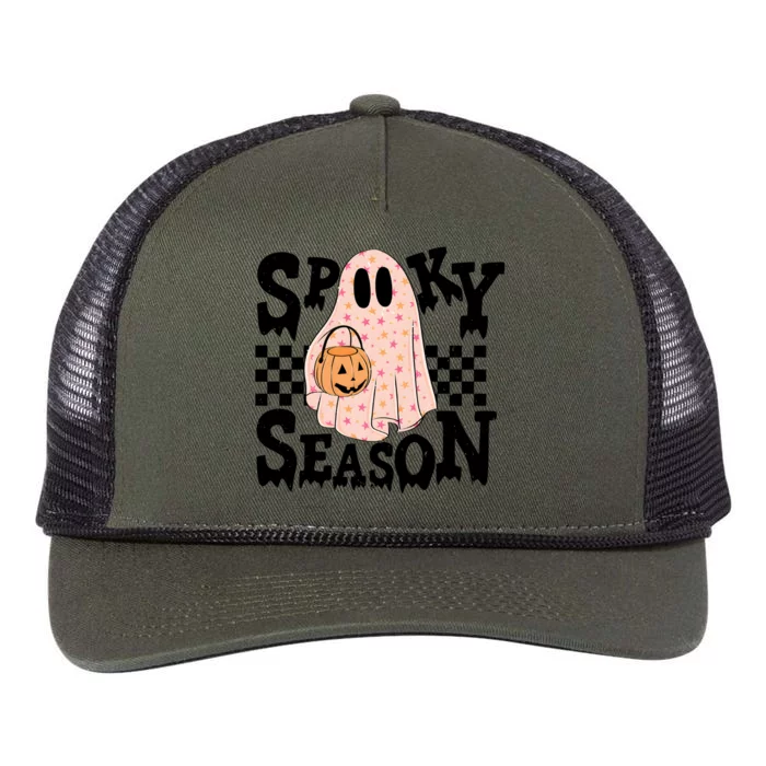 Spooky Season Halloween Funny Ghost Ghoul Costume Retro Retro Rope Trucker Hat Cap