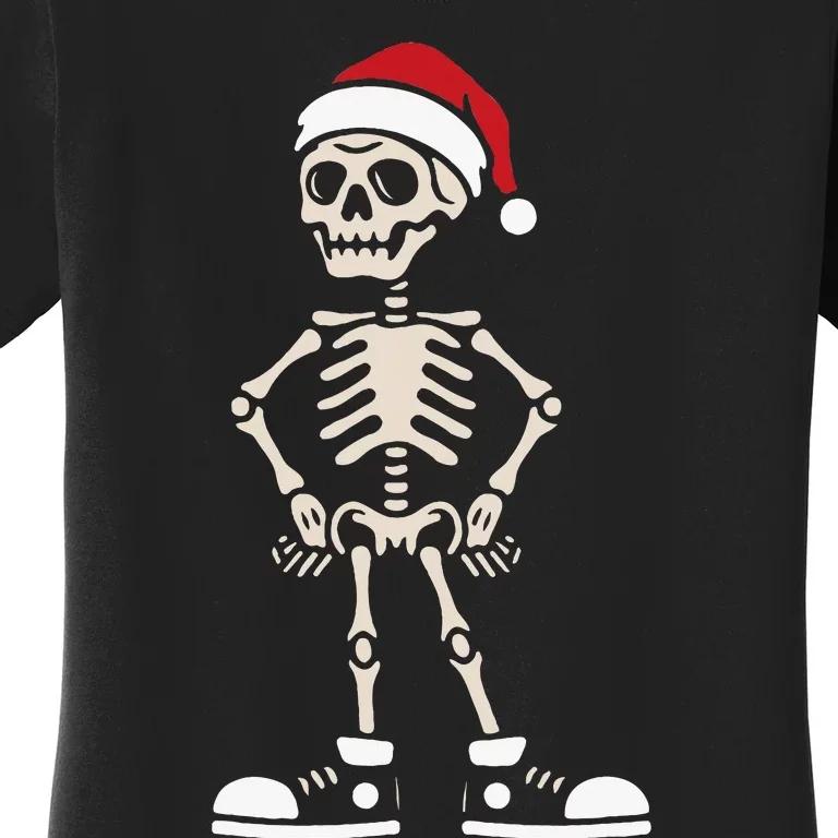 Skeleton Santa Hat Christmas Pajama Cool Xmas Skull Women's T-Shirt