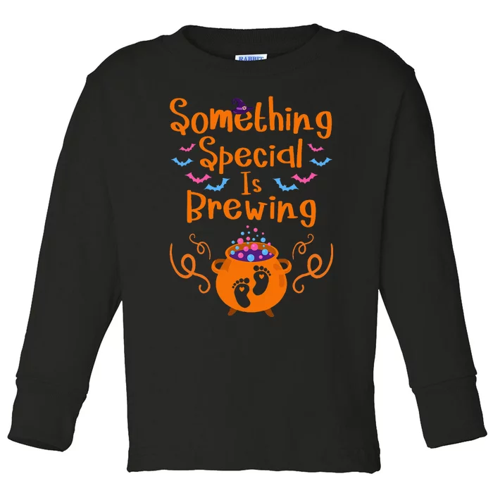 Spooky Surprise Halloween Baby Announcement Ideas Toddler Long Sleeve Shirt