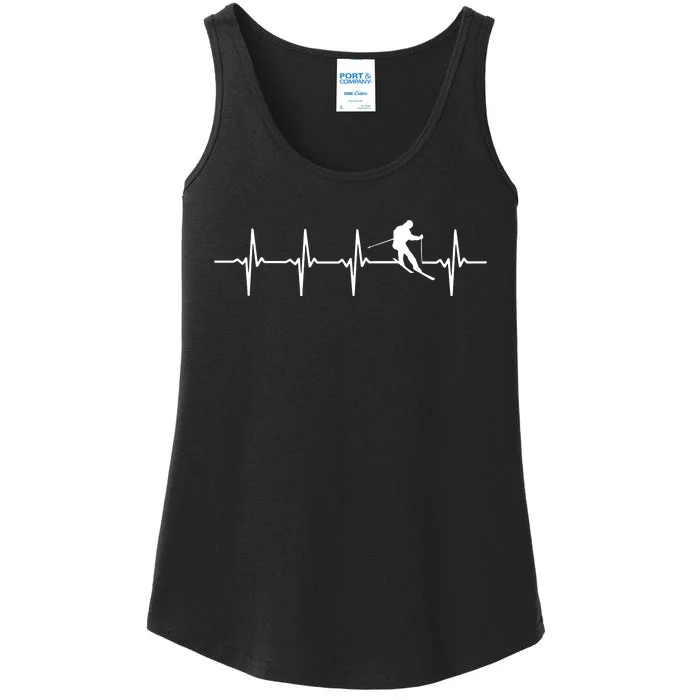 Skiing Ski Heartbeat T Gift For Skiers Ladies Essential Tank