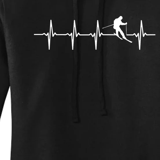 Skiing Ski Heartbeat T Gift For Skiers Women's Pullover Hoodie