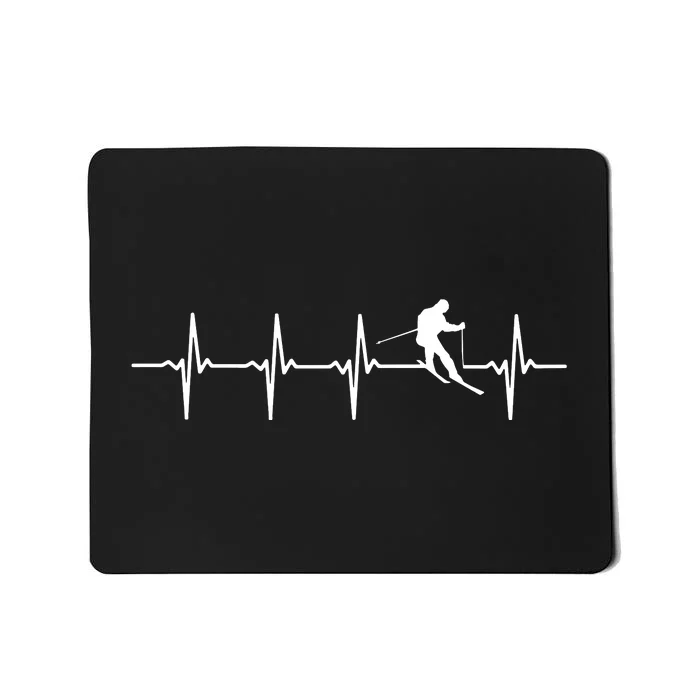 Skiing Ski Heartbeat T Gift For Skiers Mousepad