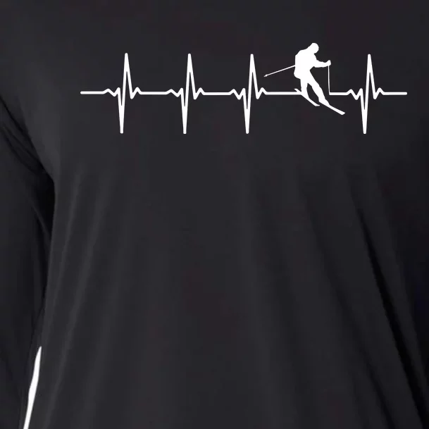 Skiing Ski Heartbeat T Gift For Skiers Cooling Performance Long Sleeve Crew