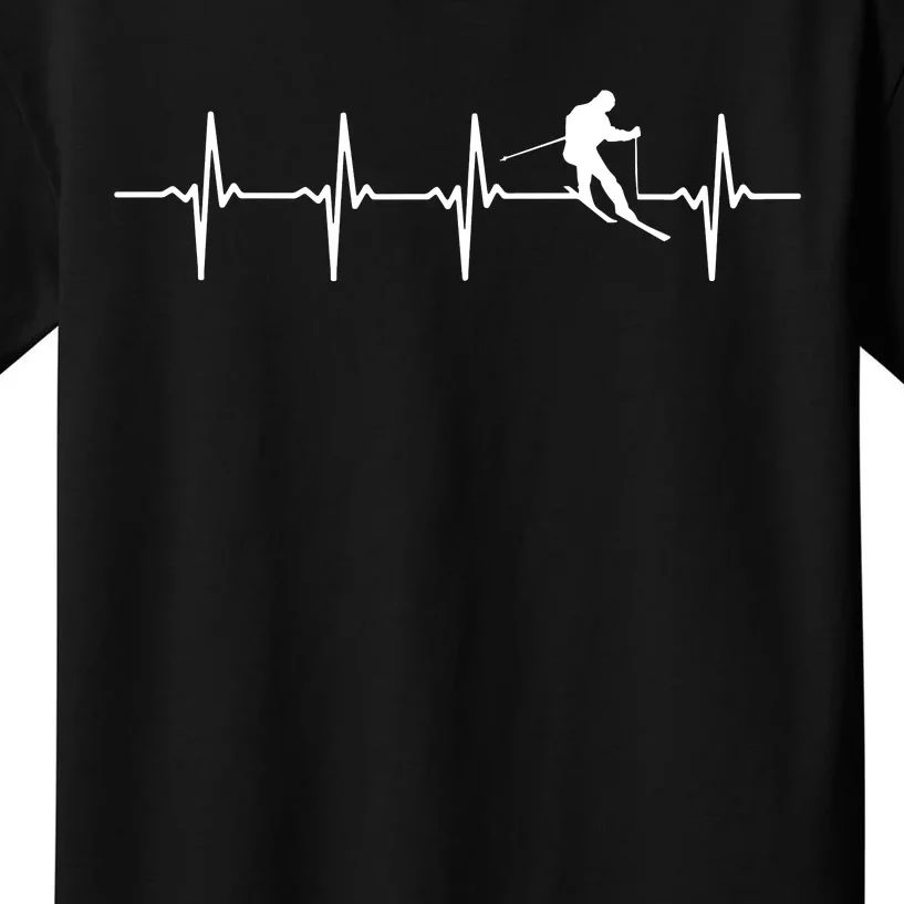 Skiing Ski Heartbeat T Gift For Skiers Kids T-Shirt