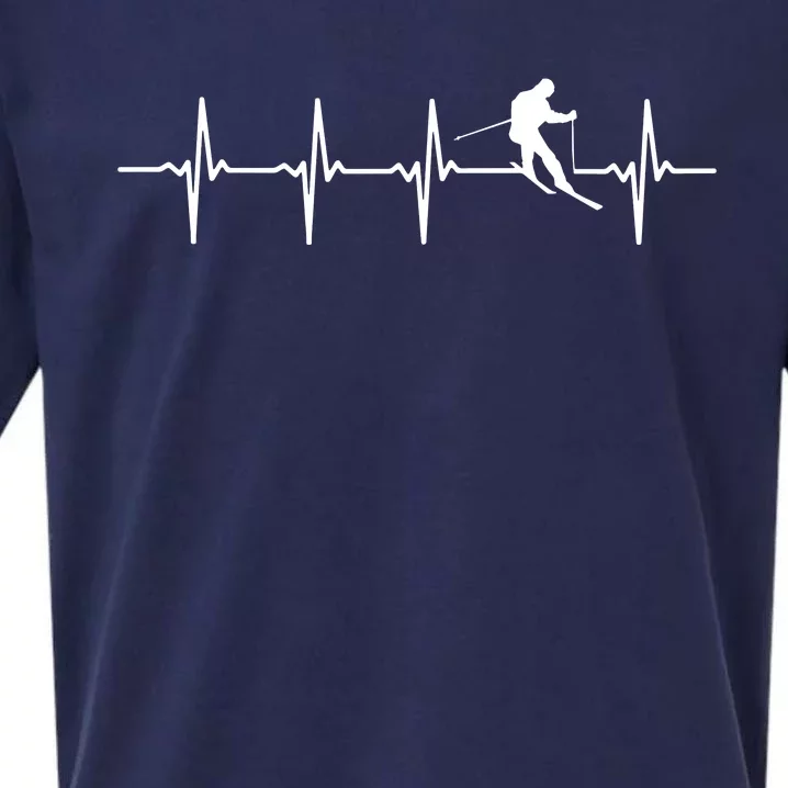 Skiing Ski Heartbeat T Gift For Skiers Sueded Cloud Jersey T-Shirt