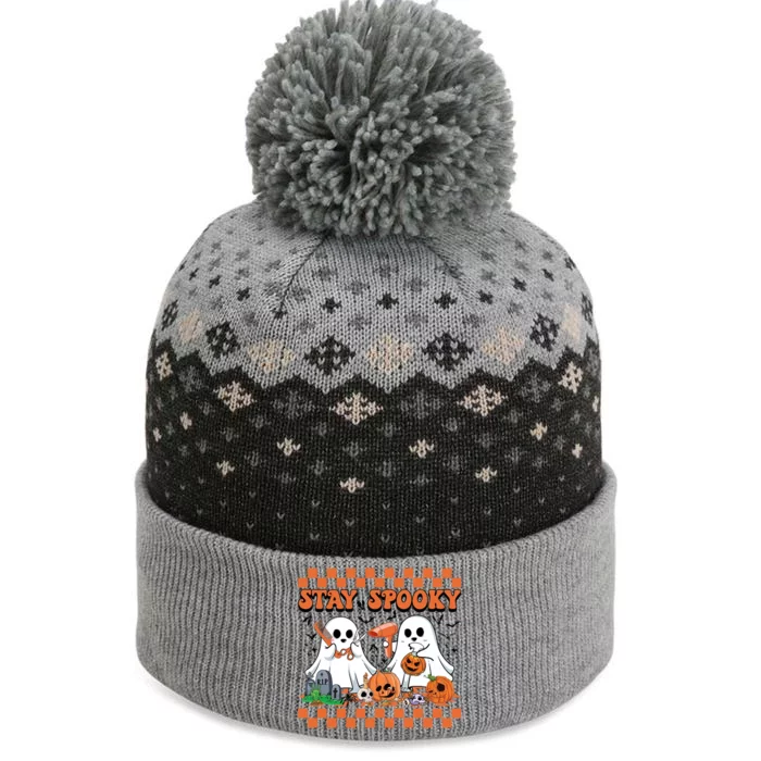 Stay Spooky Halloween Cute Ghost Hairdresser And Hair Tools Gift The Baniff Cuffed Pom Beanie