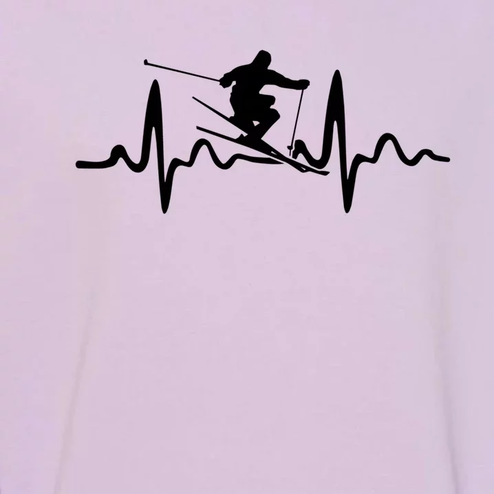 Skiing Skier Heartbeat Gift Garment-Dyed Sweatshirt