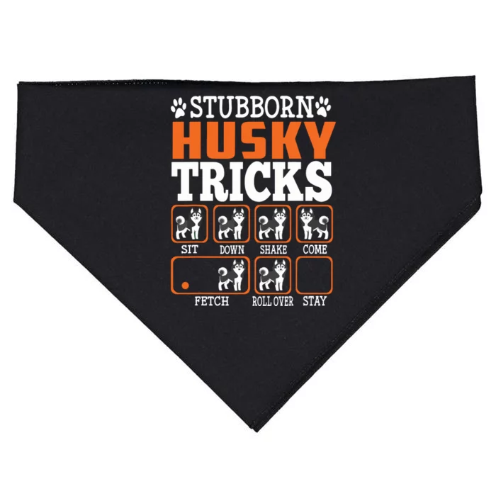 Stubborn Siberian Husky Tricks Funny Gift Dogs Lover USA-Made Doggie Bandana