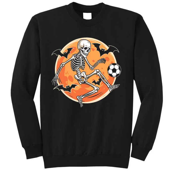 Soccer Skeleton Halloween Soccer Player Funny Tall Sweatshirt