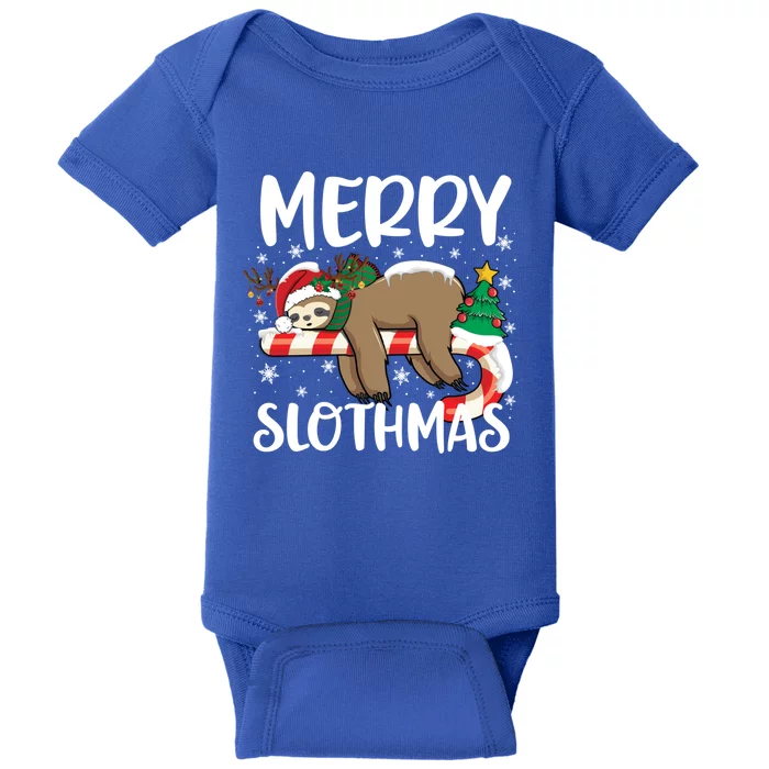 Sloth Santa Hat Funny Christmas Sloth Lover Merry Slothmas Cute Gift Baby Bodysuit