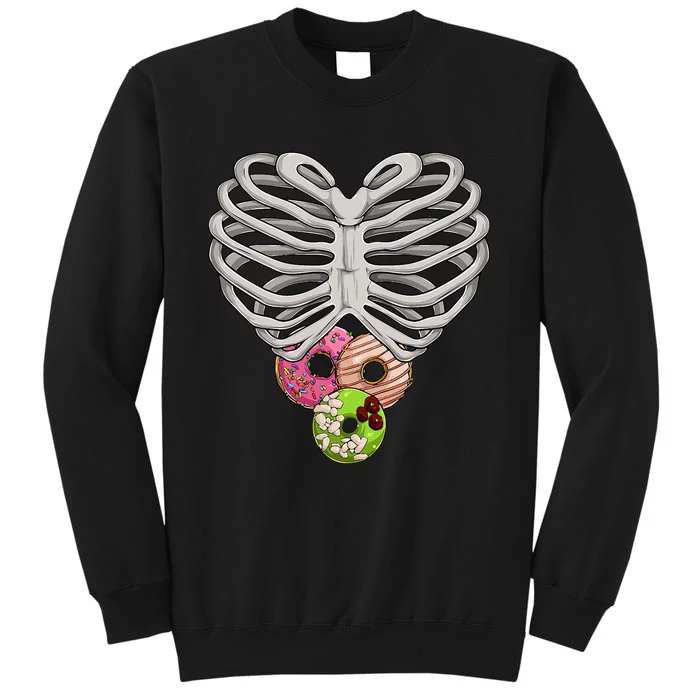 Scary Skeleton Halloween Skull Rib Cage Donuts Sweatshirt