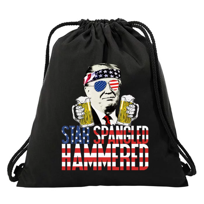 Star Spangled Hammered President Donald Trump Beer Lover Drawstring Bag