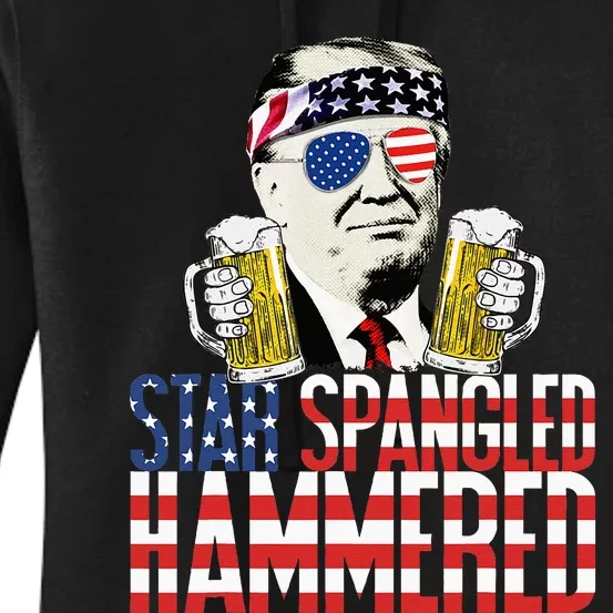 Star Spangled Hammered President Donald Trump Beer Lover Women's Pullover Hoodie