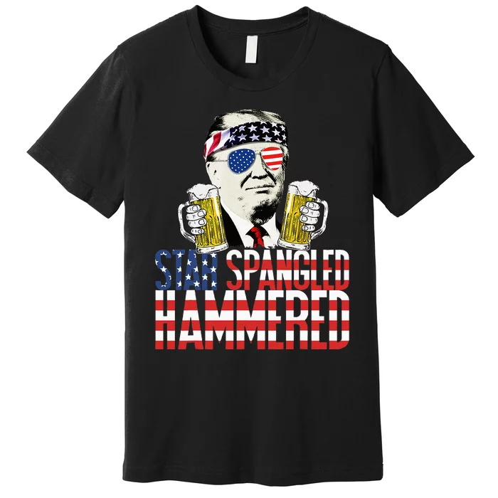 Star Spangled Hammered President Donald Trump Beer Lover Premium T-Shirt