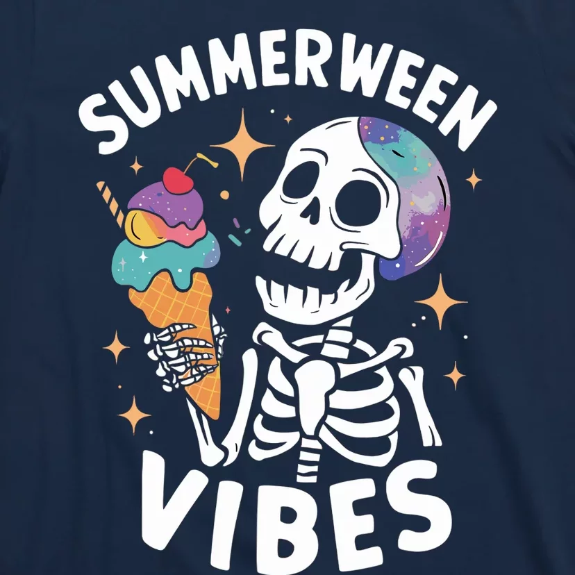 Summerween Summer Halloween Funny Skeleton Ice Cream Party T-Shirt