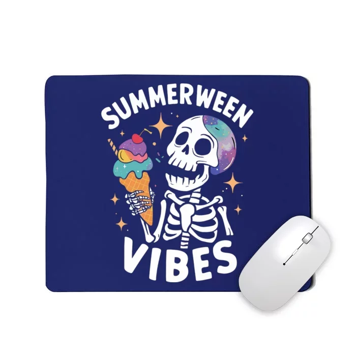 Summerween Summer Halloween Funny Skeleton Ice Cream Party Mousepad