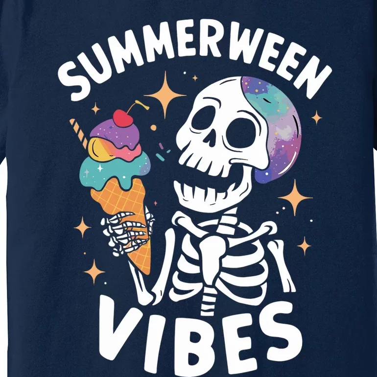 Summerween Summer Halloween Funny Skeleton Ice Cream Party Premium T-Shirt